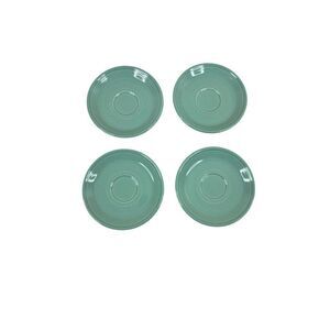 Vintage Fiesta Ware Turquoise Saucer Plates Set Of 4 Lead-Free Ceramic